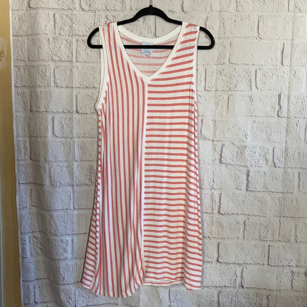 Sunday Pink & White Striped Sleeveless Dress  M